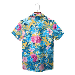 Hibiscus and Palm Golden Yellow Custom Hawaiian Shirt