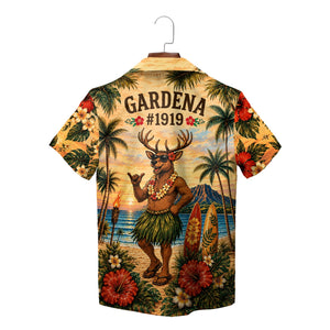 Cartoon Elk Luau Golden Sand Custom Hawaiian Shirt