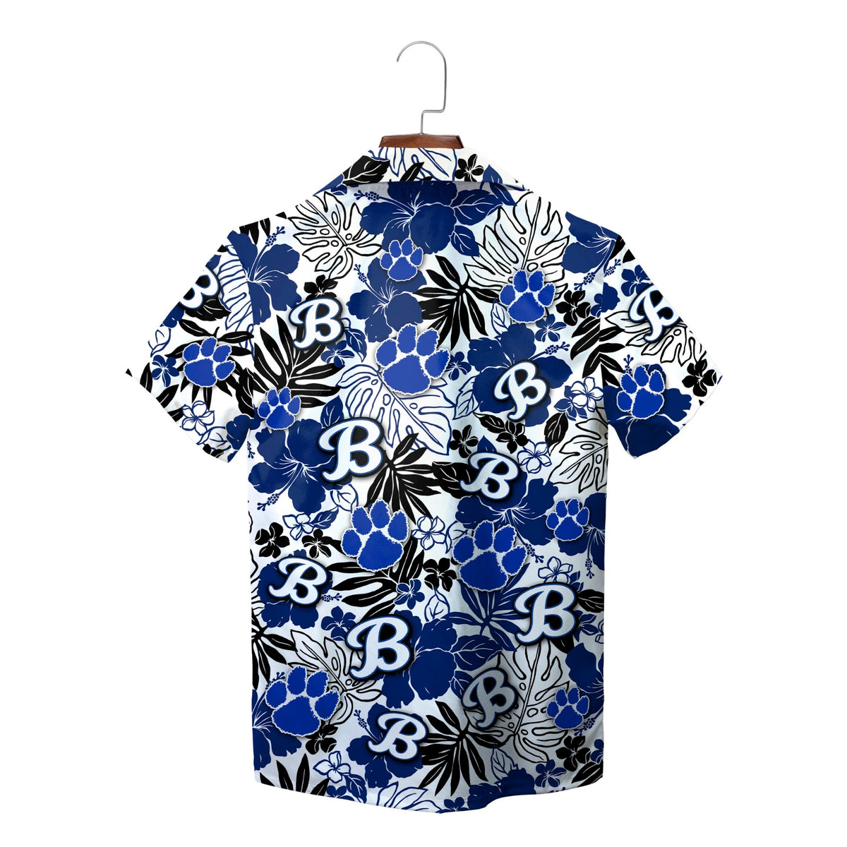 Bear Paw and Hibiscus Royal Blue Custom Hawaiian Shirt