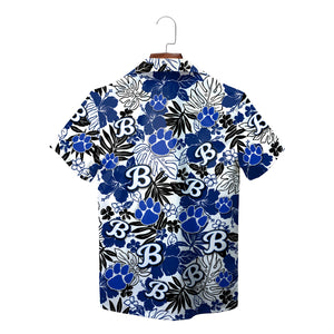 Bear Paw and Hibiscus Royal Blue Custom Hawaiian Shirt