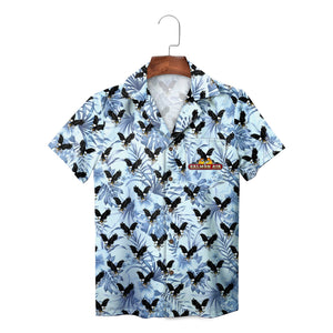 Soaring Eagle and Palm Leaf Ice Blue Custom Hawaiian Shirt