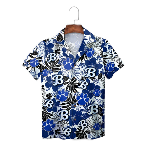 Bear Paw and Hibiscus Royal Blue Custom Hawaiian Shirt