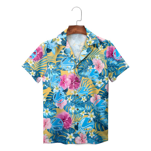 Hibiscus and Palm Golden Yellow Custom Hawaiian Shirt
