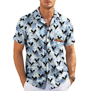 Soaring Eagle and Palm Leaf Ice Blue Custom Hawaiian Shirt