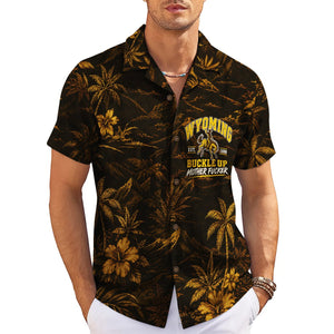Bucking Bronco and Palm Grove Black Gold Custom Hawaiian Shirt