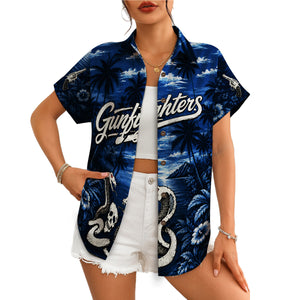 Moonlit Palm Cove and Revolver Navy Blue Custom Hawaiian Shirt
