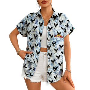 Soaring Eagle and Palm Leaf Ice Blue Custom Hawaiian Shirt