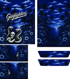 Moonlit Palm Cove and Revolver Navy Blue Custom Hawaiian Shirt