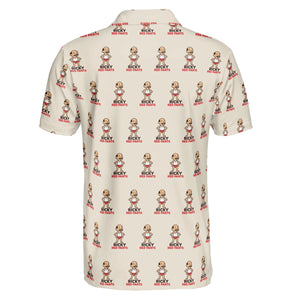 Mustached Mascot Cream Custom Polo Shirt