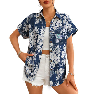 Hibiscus and Monstera Navy Blue Custom Hawaiian Shirt