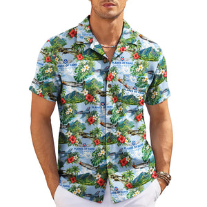 Vintage Warbird and Hibiscus Sky Blue Custom Hawaiian Shirt