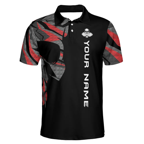 Aggressive Skull Red Geometric Camo Personalized Polo Shirt