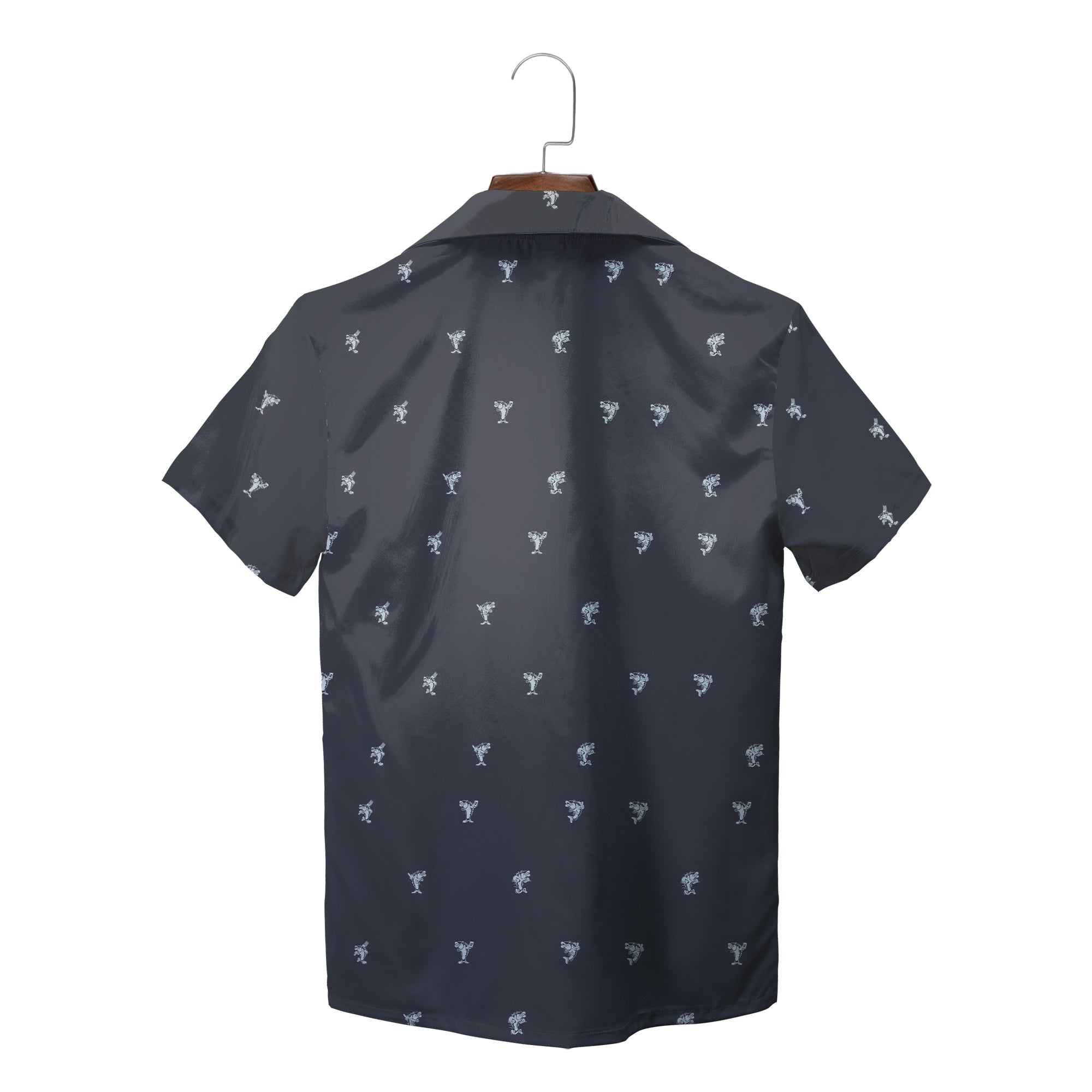 Dark gray Hawaiian shirt with small white astronaut pattern variant 2