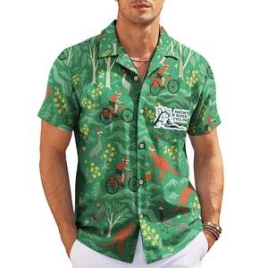 Green Hawaiian shirt with kangaroos cyclists emus Christmas theme variant 3