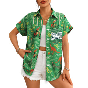 Green Hawaiian shirt with kangaroos cyclists emus Christmas theme variant 4