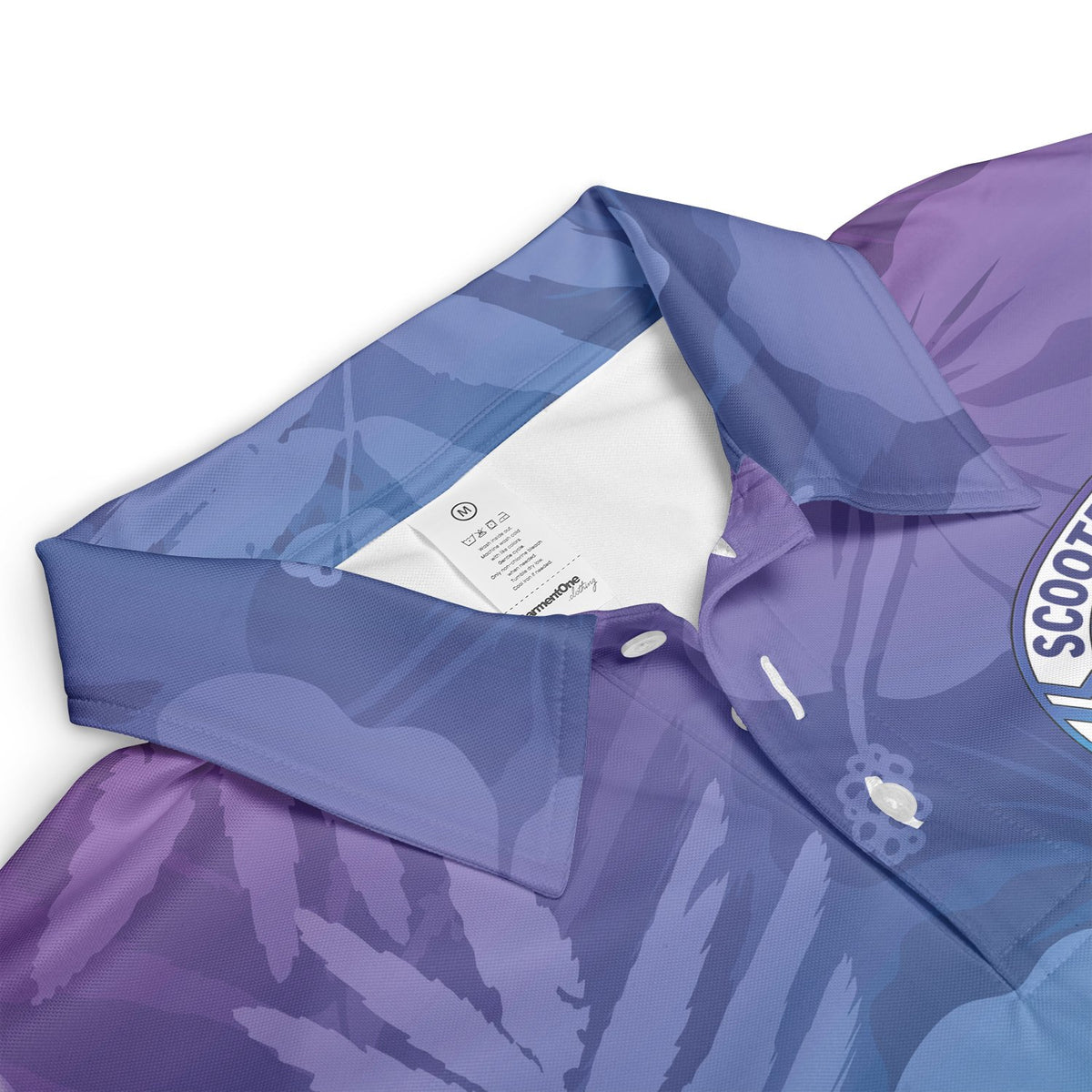 Hibiscus and Fern Purple to Teal Ombre Custom Polo Shirt