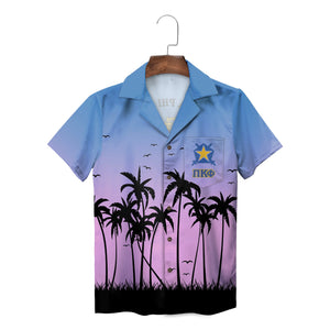 Palm Tree Sunset Blue and Lavender Custom Hawaiian Shirt