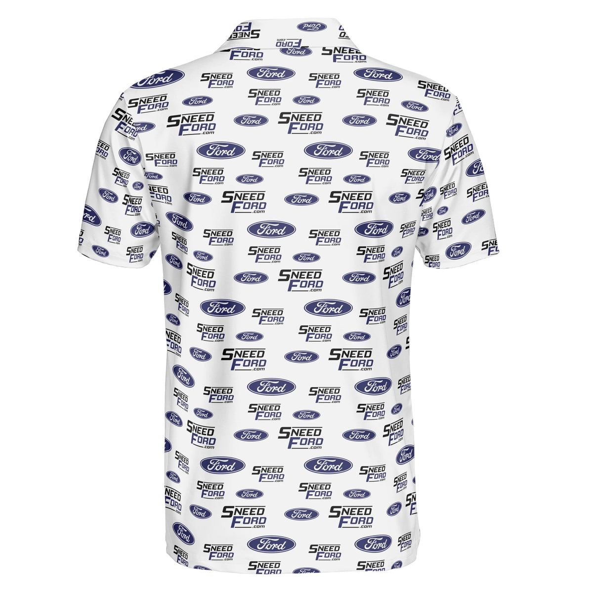 Navy Oval Emblem and Wordmark White Custom Polo Shirt