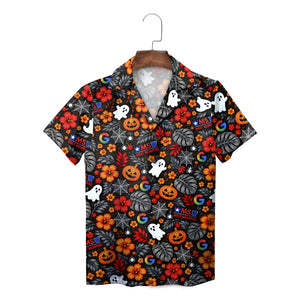 Jack-o'-Lantern and Ghost Black Custom Hawaiian Shirt