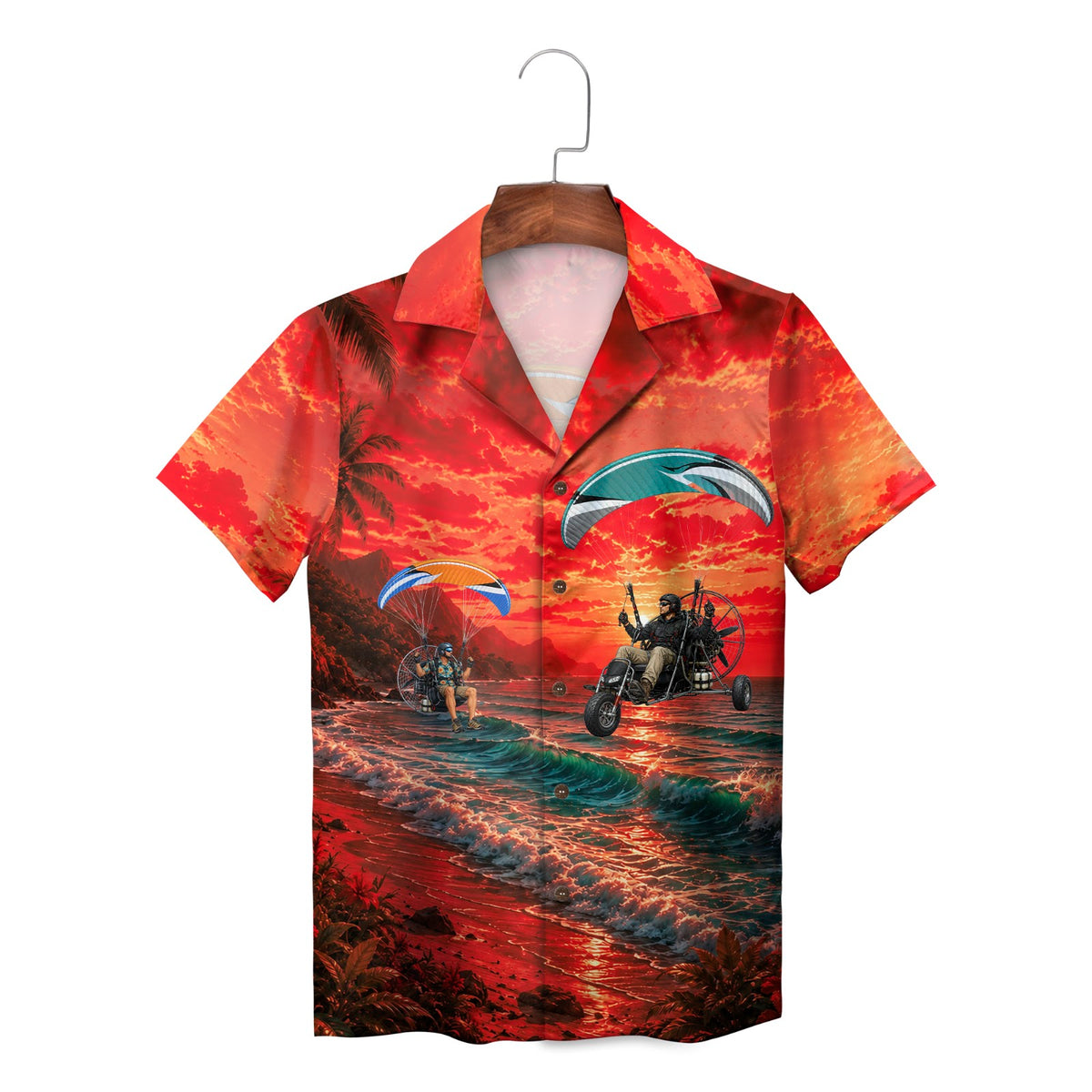 Powered Paraglider Sunset Beach Custom Hawaiian Shirt