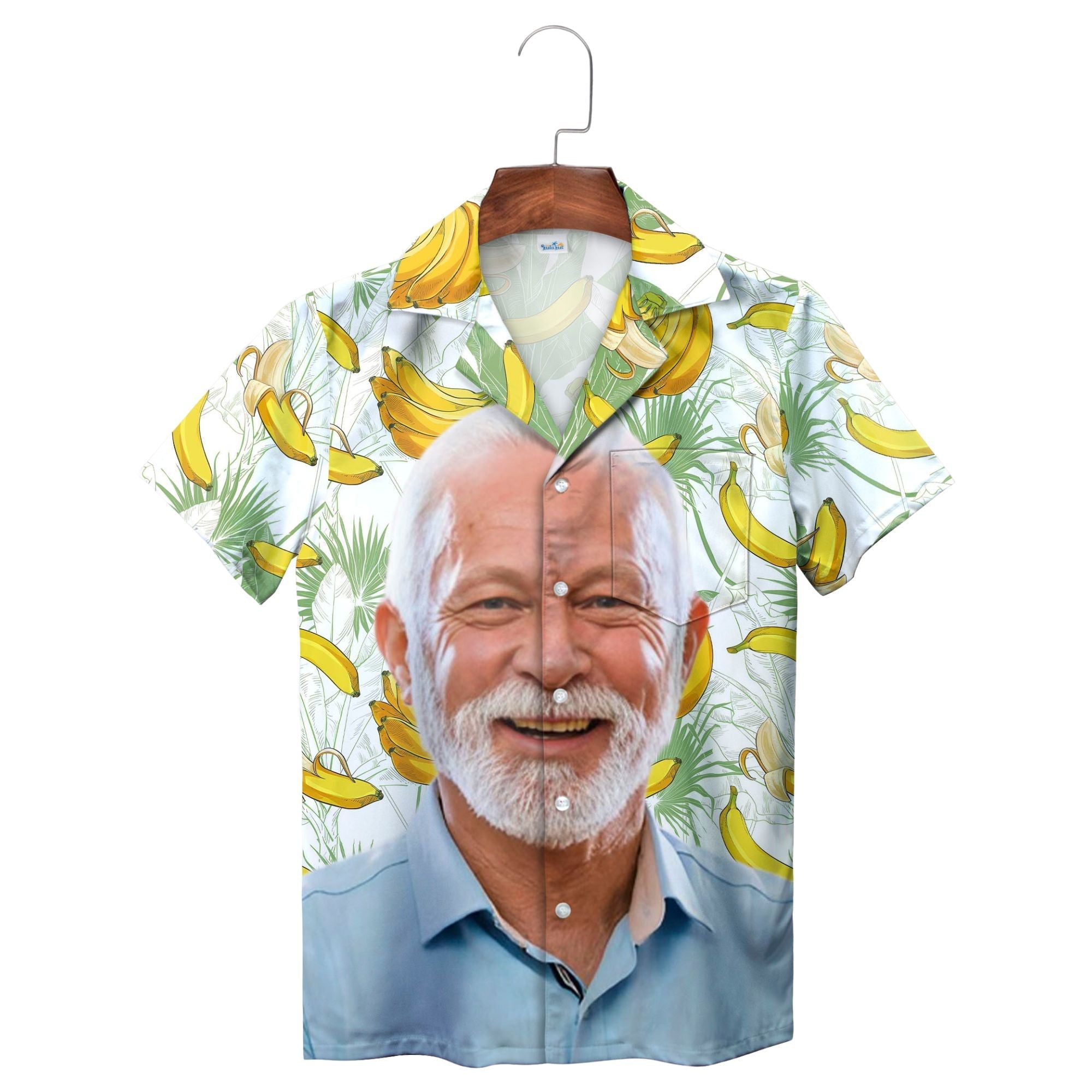 Banana and Tropical Leaves White Green Face Hawaiian Shirt