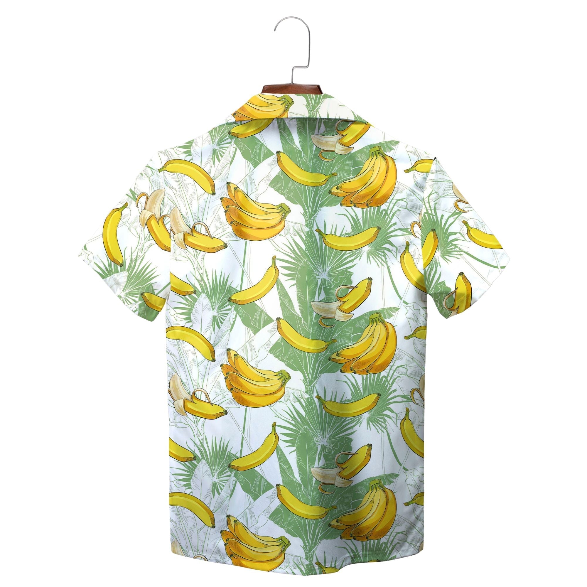 Banana and Tropical Leaves White Green Face Hawaiian Shirt