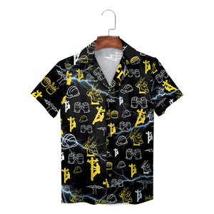 High vis chartreuse camp shirt printed electrician icons variant 2