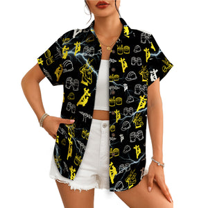 High vis chartreuse camp shirt printed electrician icons variant 6