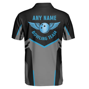 Black grey polo showing bowling ball pins heartbeat line variant 2