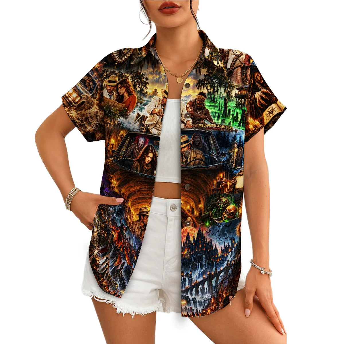 Haunted Bayou Detective Midnight Blue Custom Hawaiian Shirt