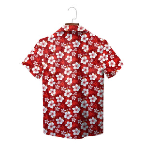 Ruby toned hanging shirt printed with ivory island blooms variant 2