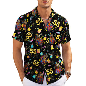 Black Hawaiian shirt with party rhino birthday cake gifts pattern variant 3