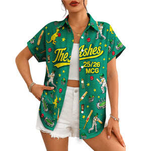 Green Ashes cricket Hawaiian shirt kangaroo batsman stars variant 4