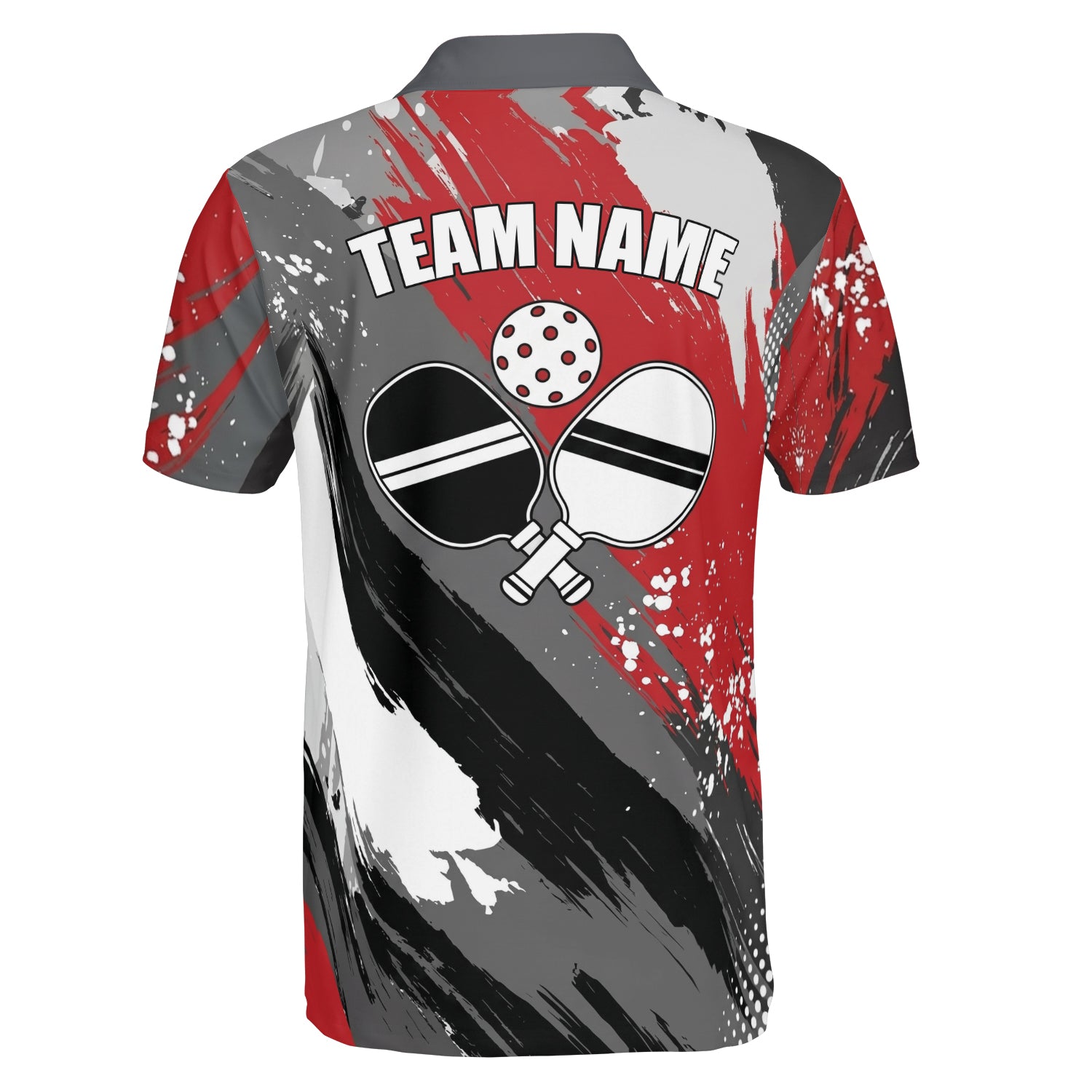 Red gray brushstroke bowling polo shirt with name customization variant 2
