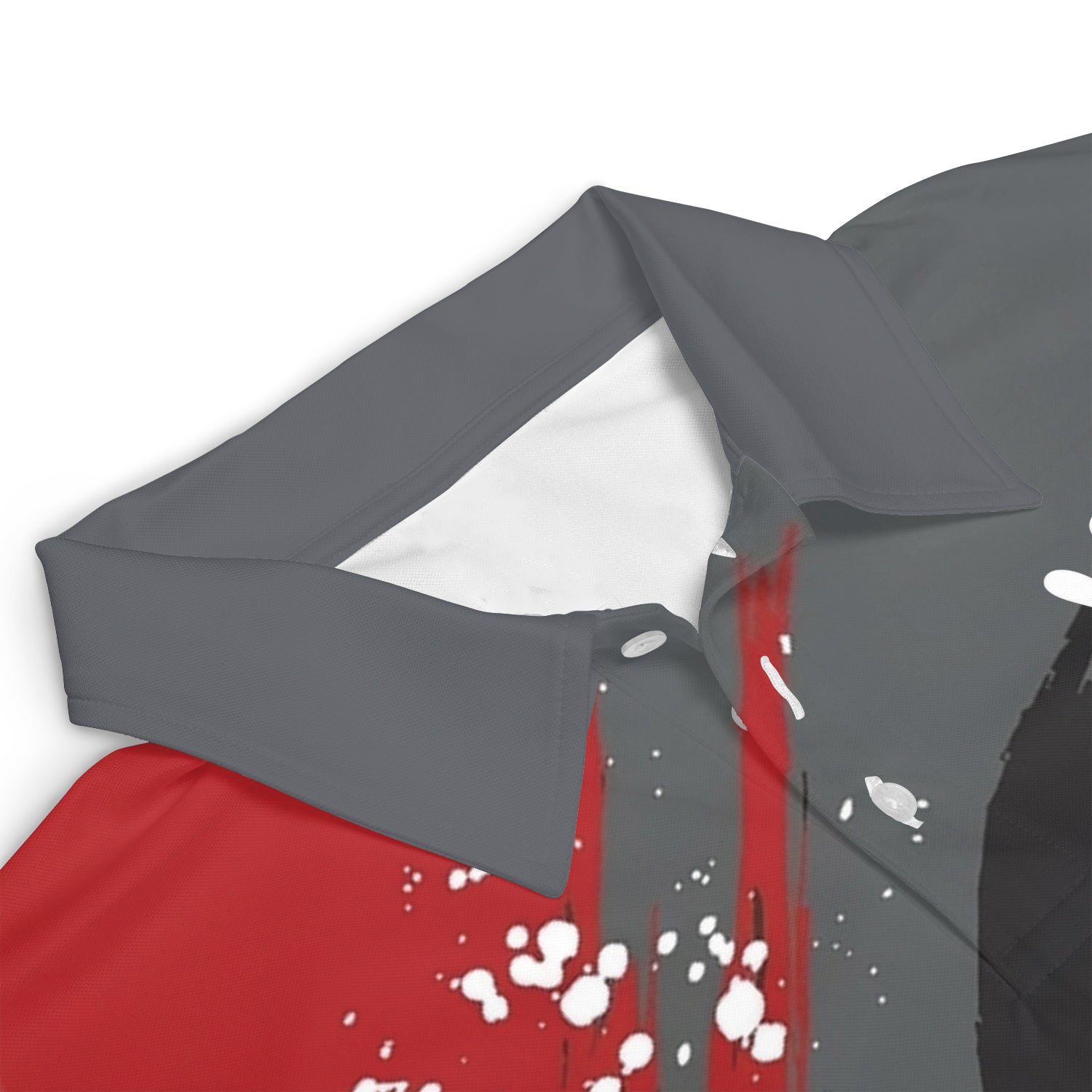 Red gray brushstroke bowling polo shirt with name customization variant 3