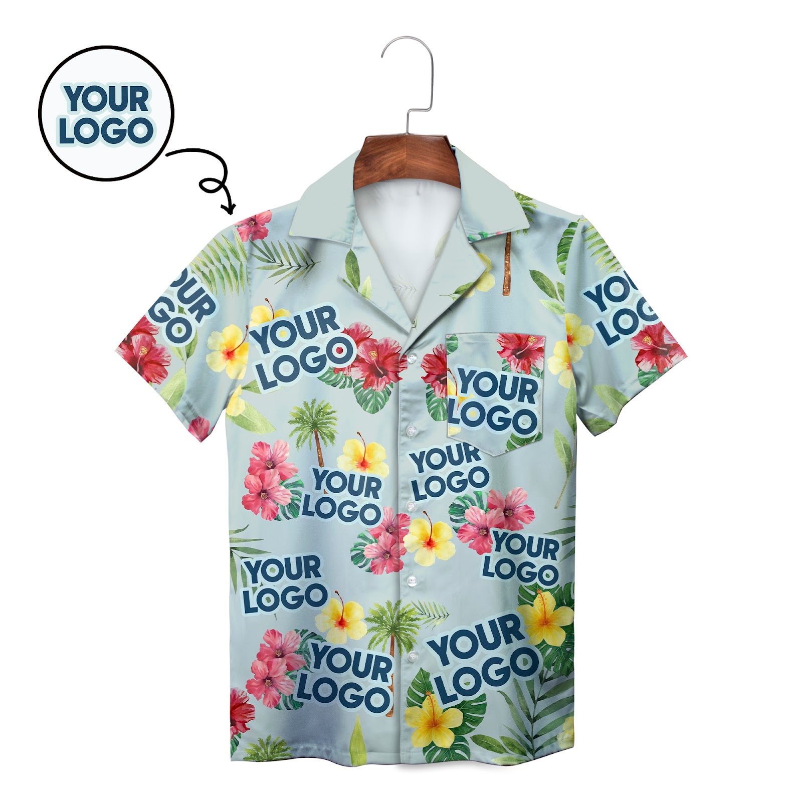 Custom photo birthday Hawaiian shirt with hibiscus palms variant 2