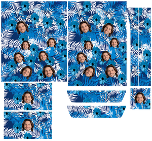 Blue tropical hibiscus Hawaiian shirt with custom face print variant 2