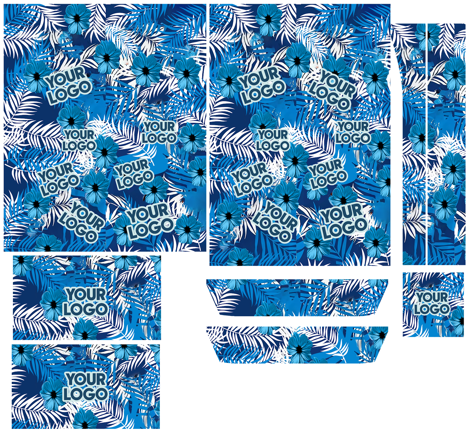 Blue tropical hibiscus Hawaiian shirt with custom face print variant 4