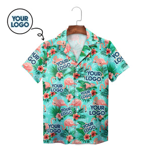 Mint green Hawaiian shirt with custom face flamingos hibiscus variant 2