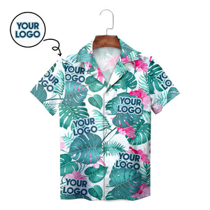 Custom face Hawaiian shirt monstera leaves pink hibiscus print variant 2