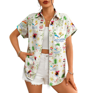 White Hawaiian shirt with Santa mistletoe gifts custom logos variant 4