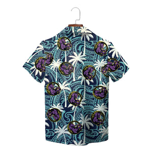 Navy Polynesian tribal palm tree custom logo Hawaiian shirt variant 2
