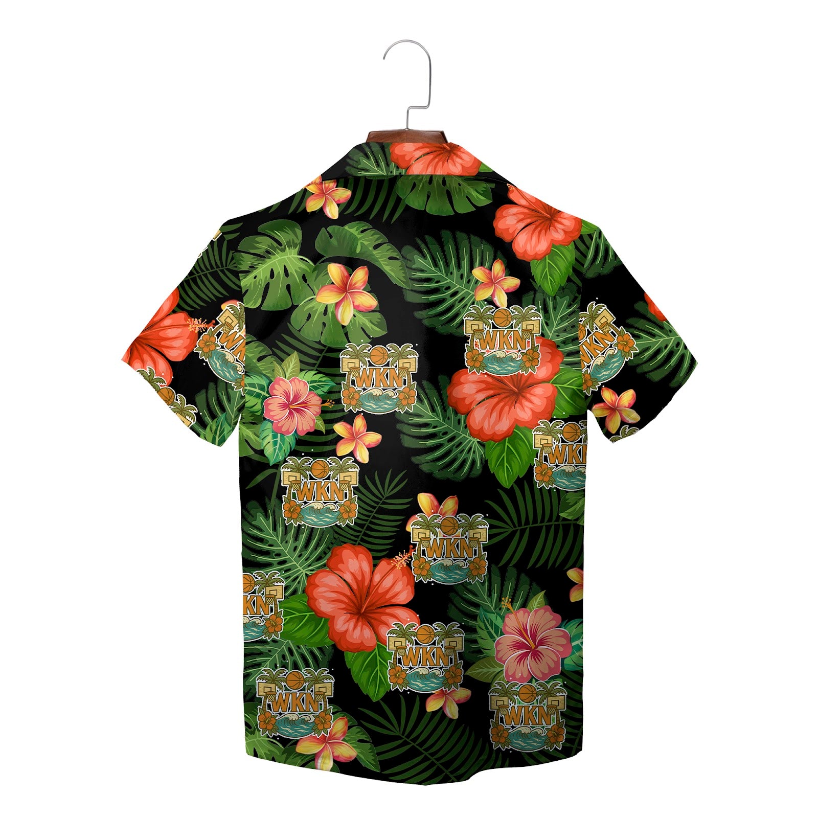 Black tropical hibiscus monstera custom logo aloha shirt variant 2