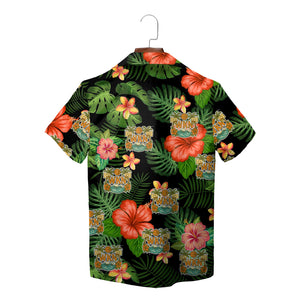 Black tropical hibiscus monstera custom logo aloha shirt variant 2