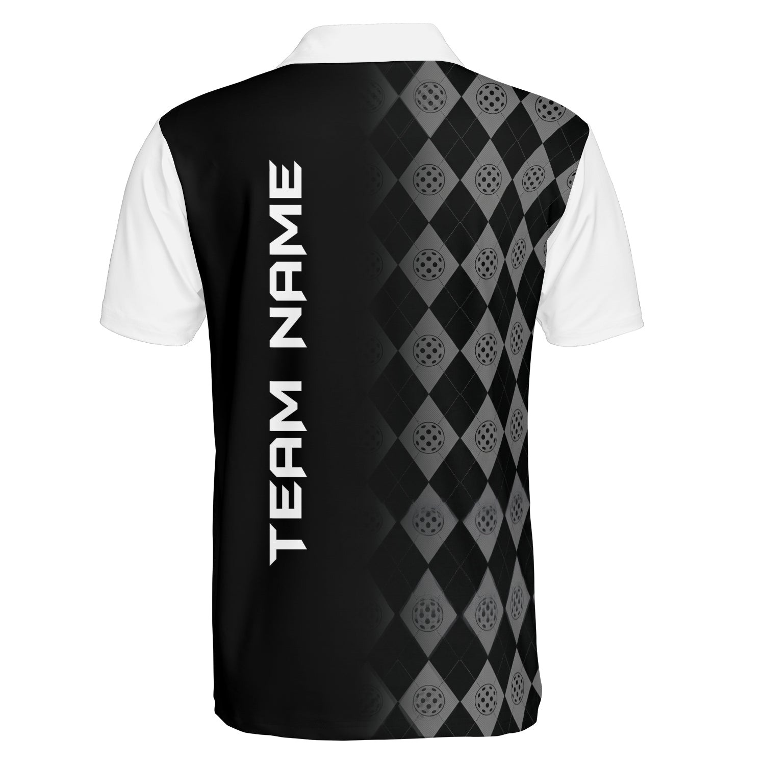 Black gray argyle pickleball polo white sleeves custom name variant 2