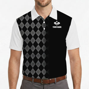 Black gray argyle pickleball polo white sleeves custom name variant 4
