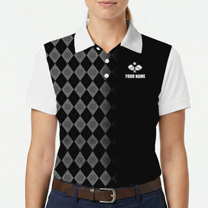 Black gray argyle pickleball polo white sleeves custom name variant 5