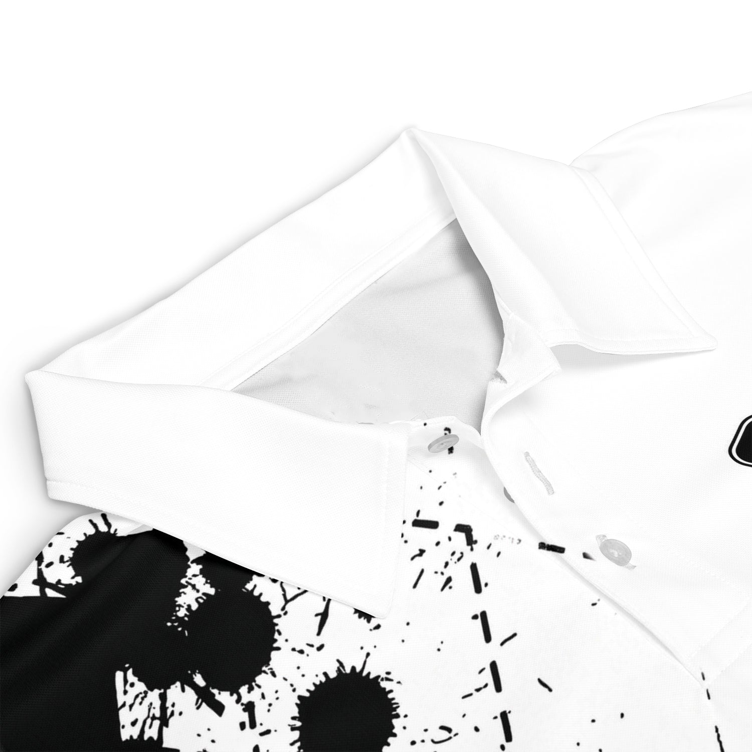 Black white ink splatter diamond pickleball polo with name variant 3