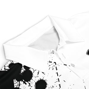 Black white ink splatter diamond pickleball polo with name variant 3