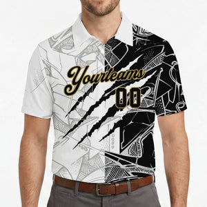 Two tone torn claw polo tee with gold script lettering variant 4
